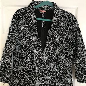 Pinup couture /spider web collared shirt 2x